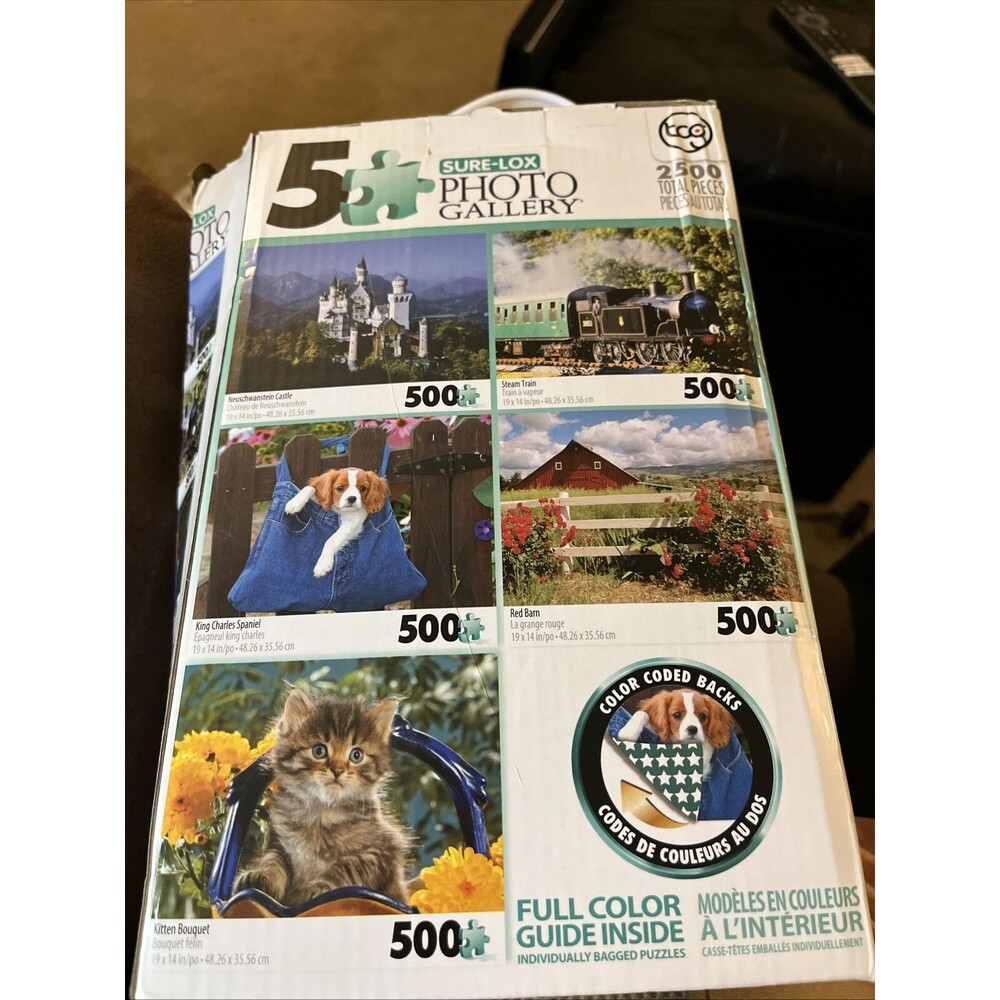 Puzzles:  5 Sure-Lox Photo Gallery Puzzles, 500 pi each, New!
